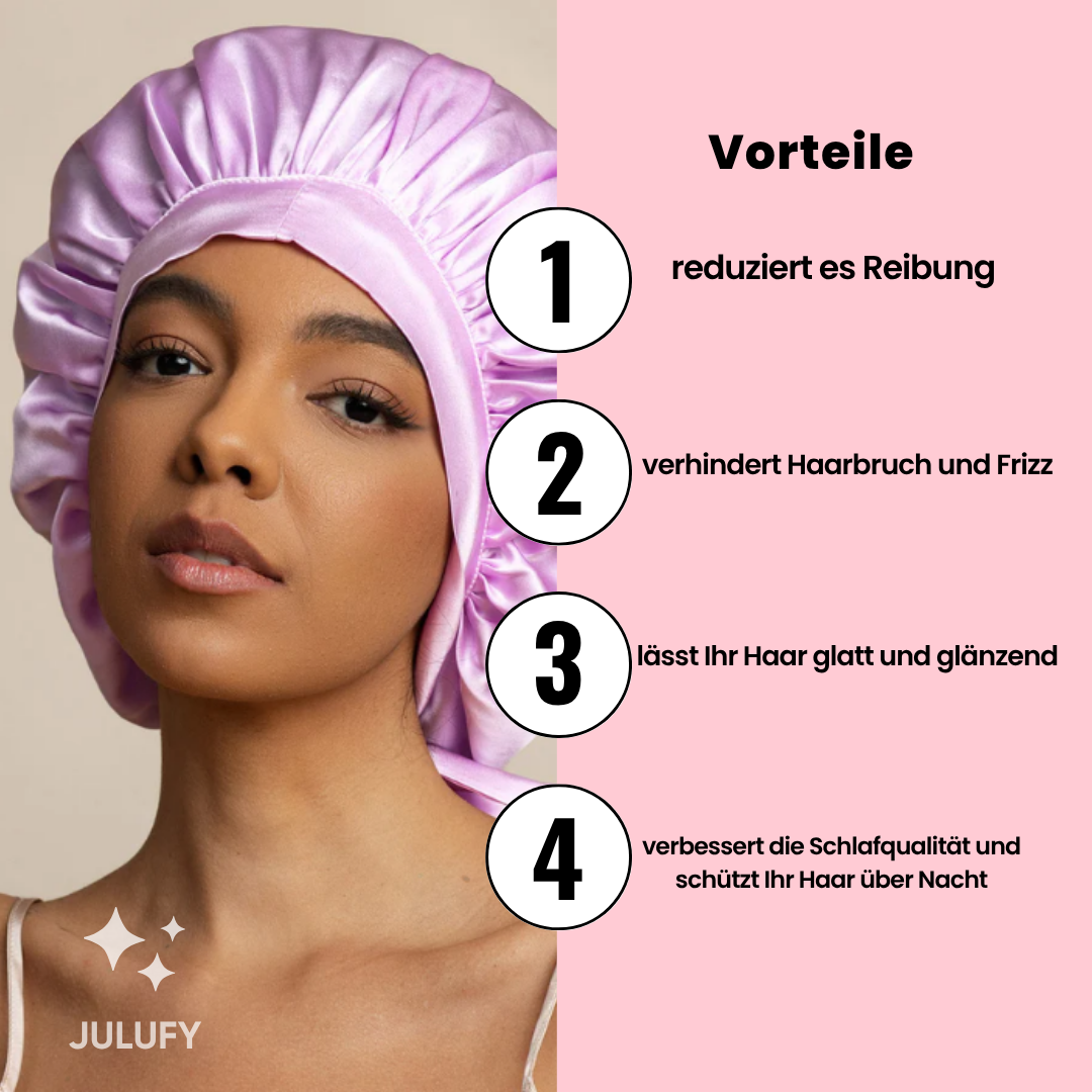 Satin-Nachtmütze für Haarpflege mit Schleife