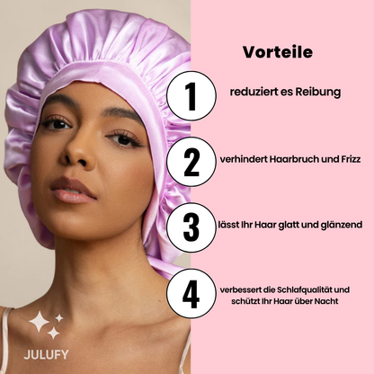 Satin-Nachtmütze für Haarpflege mit Schleife